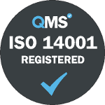 ISO 14001 environmental management accreditation grey logo. Our data capture and document scanning services in London and throughout the UK have been accredited to The ISO 14001 environmental management certification.