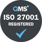 ISO 27001 information security accreditation grey logo. Our data capture and document scanning services in London and throughout the UK have been accredited to The ISO 27001 information security certification.
