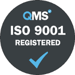 ISO 9001 quality management accreditation grey logo. Our data capture and document scanning services in London and throughout the UK have been accredited to The ISO 9001 quality management certification